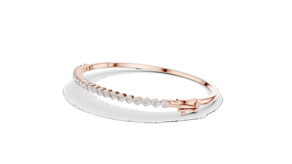 1.98 CT Lab Diamond Tennis Bangle | Round Brilliant Cut | 10KT, 14KT, 18KT Gold & 925 Silver | Rose, Yellow, White Gold | Luxury Fine Jewelry