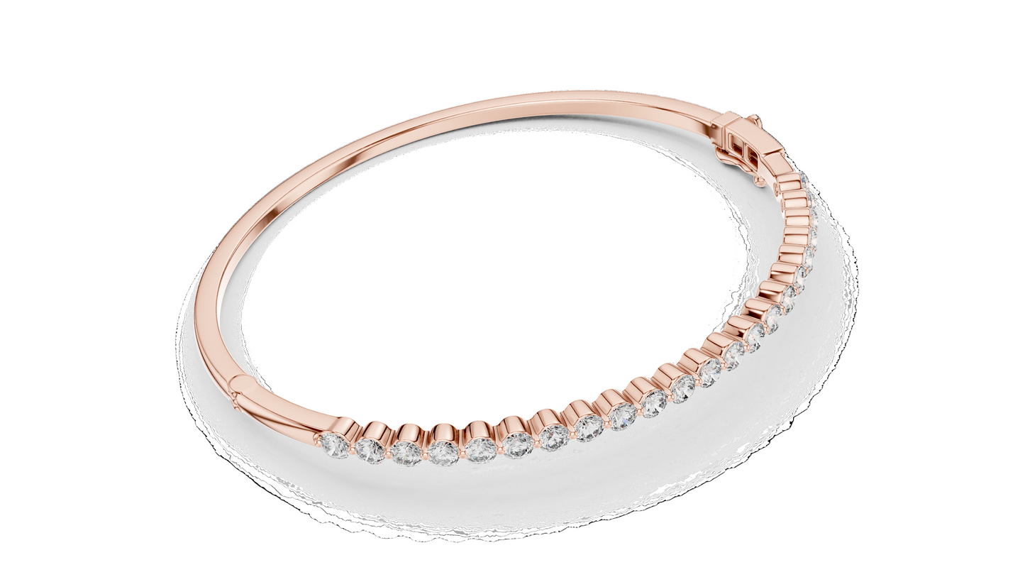 1.98 CT Lab Diamond Tennis Bangle | Round Brilliant Cut | 10KT, 14KT, 18KT Gold & 925 Silver | Rose, Yellow, White Gold | Luxury Fine Jewelry