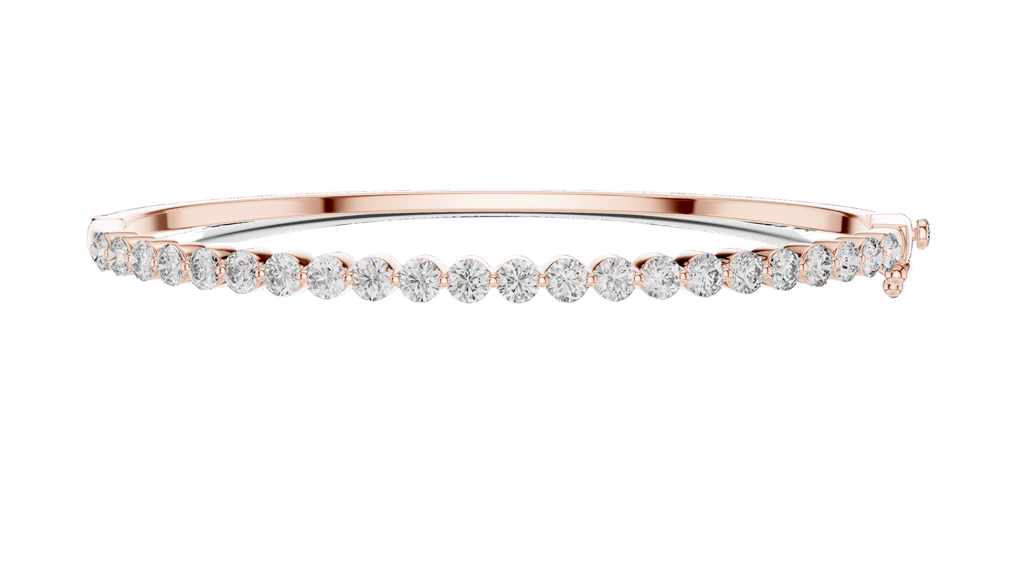 1.98 CT Lab Diamond Tennis Bangle | Round Brilliant Cut | 10KT, 14KT, 18KT Gold & 925 Silver | Rose, Yellow, White Gold | Luxury Fine Jewelry
