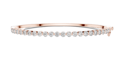 1.98 CT Lab Diamond Tennis Bangle | Round Brilliant Cut | 10KT, 14KT, 18KT Gold & 925 Silver | Rose, Yellow, White Gold | Luxury Fine Jewelry