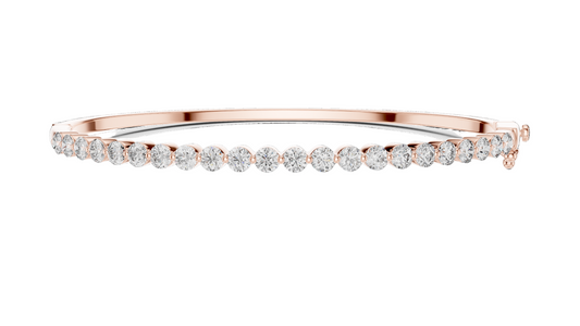 1.98 CT Lab Diamond Tennis Bangle | Round Brilliant Cut | 10KT, 14KT, 18KT Gold & 925 Silver | Rose, Yellow, White Gold | Luxury Fine Jewelry