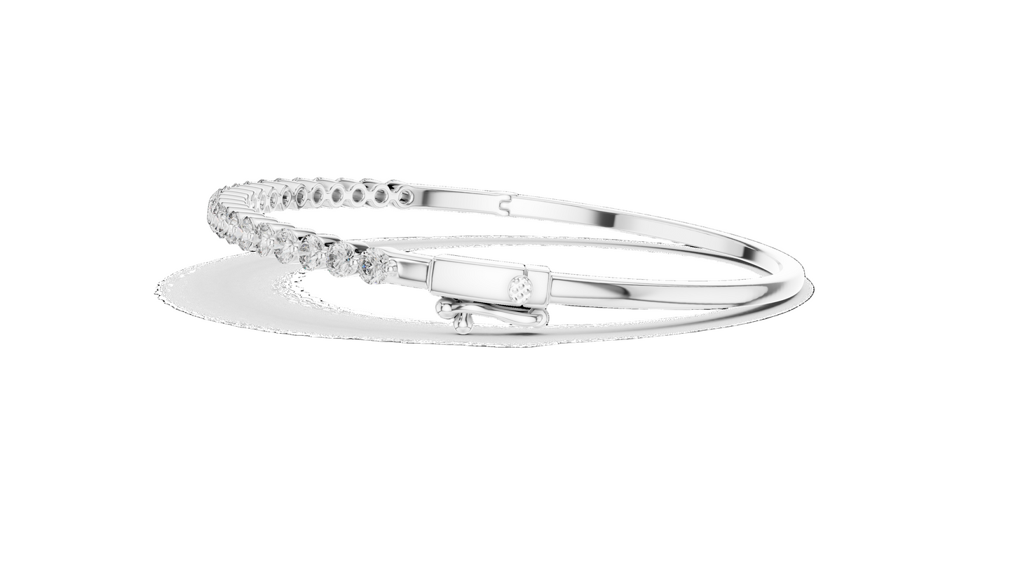 1.98 CT Lab Diamond Tennis Bangle | Round Brilliant Cut | 10KT, 14KT, 18KT Gold & 925 Silver | Rose, Yellow, White Gold | Luxury Fine Jewelry