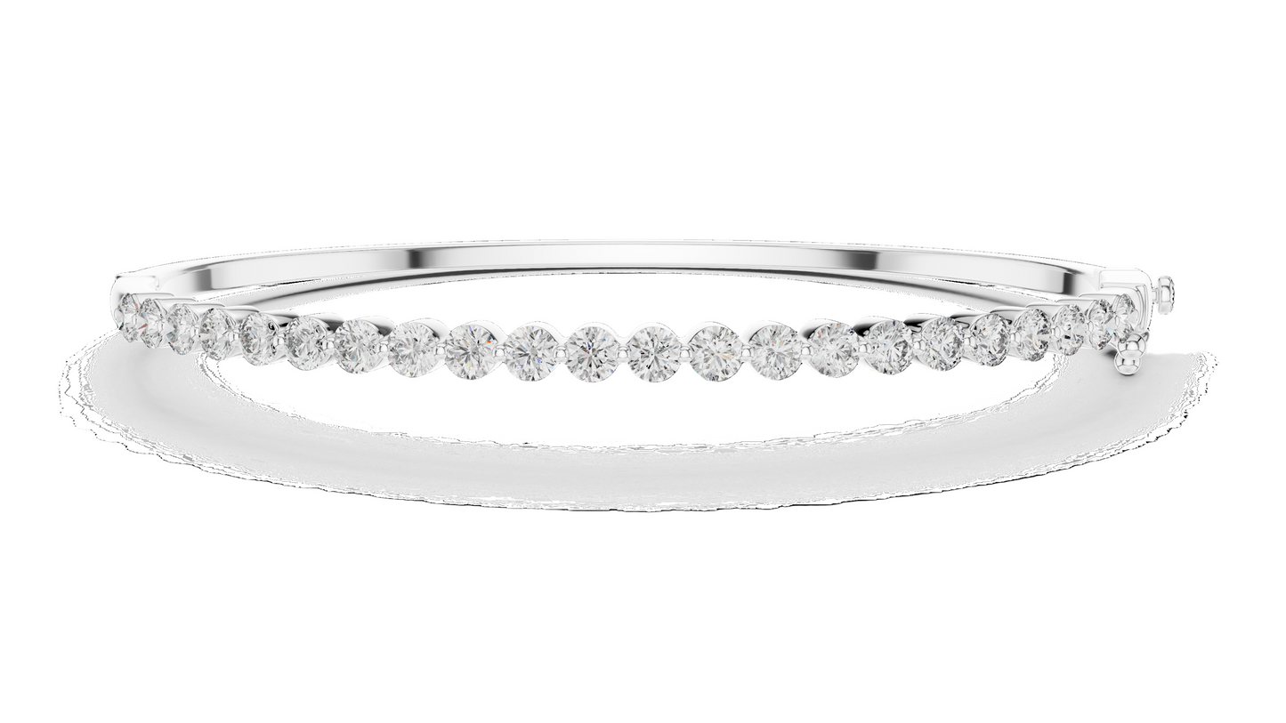 1.98 CT Lab Diamond Tennis Bangle | Round Brilliant Cut | 10KT, 14KT, 18KT Gold & 925 Silver | Rose, Yellow, White Gold | Luxury Fine Jewelry
