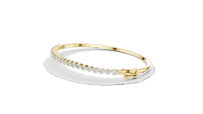 1.98 CT Lab Diamond Tennis Bangle | Round Brilliant Cut | 10KT, 14KT, 18KT Gold & 925 Silver | Rose, Yellow, White Gold | Luxury Fine Jewelry