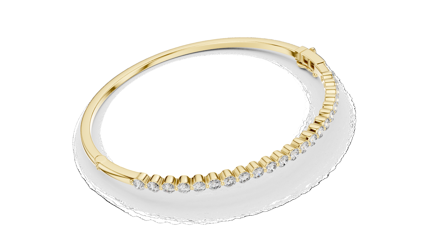1.98 CT Lab Diamond Tennis Bangle | Round Brilliant Cut | 10KT, 14KT, 18KT Gold & 925 Silver | Rose, Yellow, White Gold | Luxury Fine Jewelry