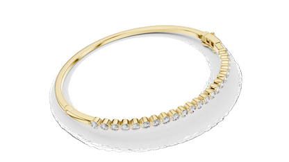 1.98 CT Lab Diamond Tennis Bangle | Round Brilliant Cut | 10KT, 14KT, 18KT Gold & 925 Silver | Rose, Yellow, White Gold | Luxury Fine Jewelry