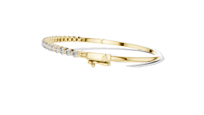 1.98 CT Lab Diamond Tennis Bangle | Round Brilliant Cut | 10KT, 14KT, 18KT Gold & 925 Silver | Rose, Yellow, White Gold | Luxury Fine Jewelry