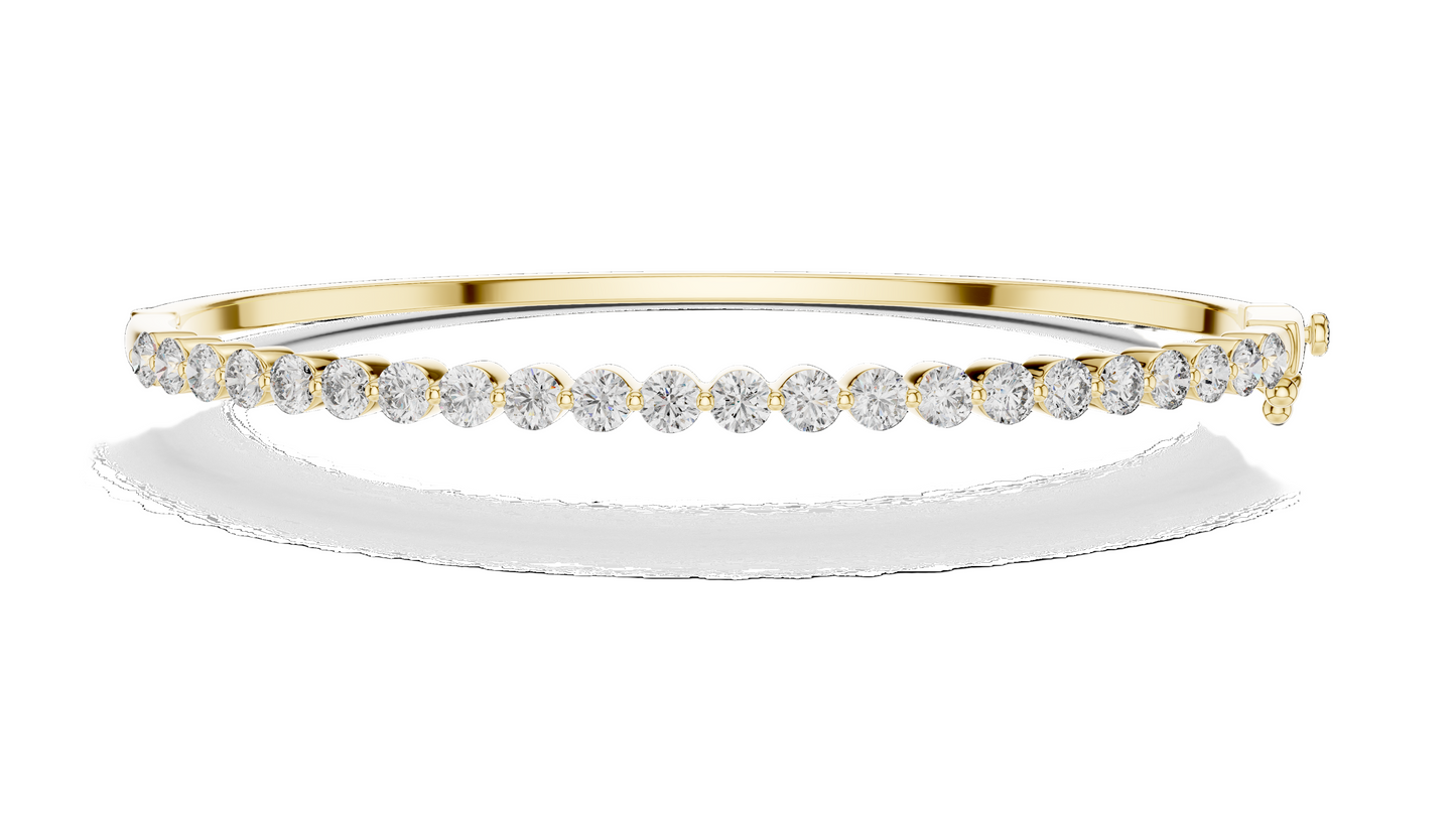 1.98 CT Lab Diamond Tennis Bangle | Round Brilliant Cut | 10KT, 14KT, 18KT Gold & 925 Silver | Rose, Yellow, White Gold | Luxury Fine Jewelry