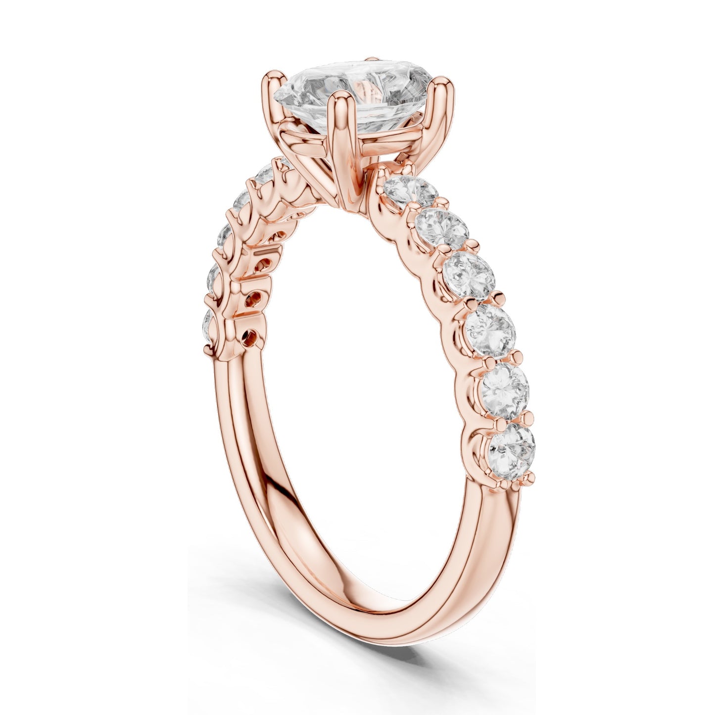 1.55 CT Oval Lab Diamond Engagement Ring with Round Side Stones | VVS-VS EF Clarity | 18KT, 14KT, 10KT Gold & 925 Silver | Rose, Yellow, White Gold & Moissanite Options