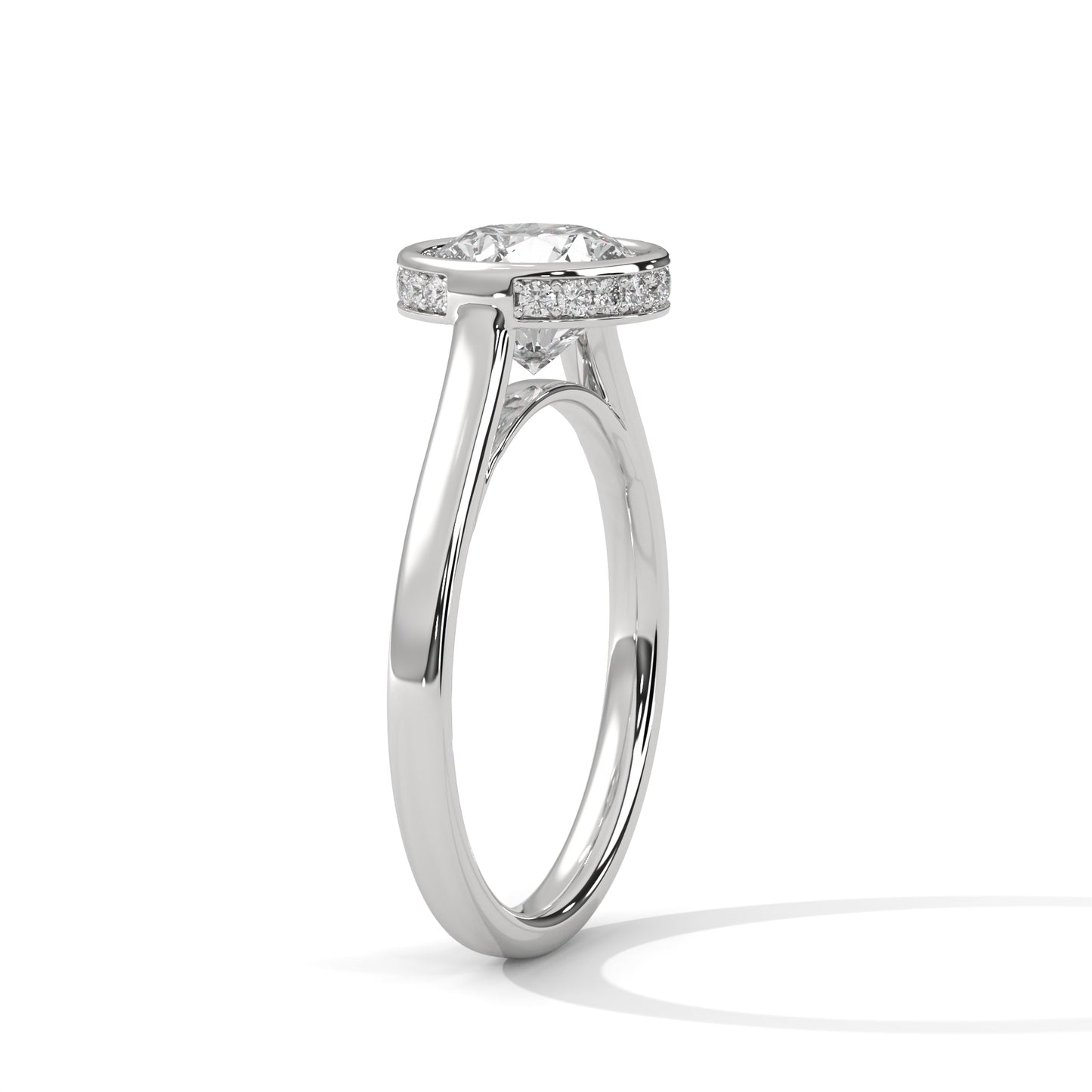 Bezel Set Round Lab Diamond Engagement Ring – 2ct VVS Clarity – Solid Gold in Yellow, Rose, or White – Minimalist Modern Solitaire Ring