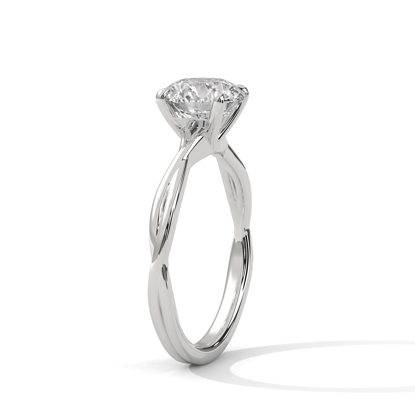 Classic Round Cut Solitaire Engagement Ring | 2ct Lab Diamond Ring in Yellow, White & Rose Gold | Dainty Twisted Shank Promise Ring