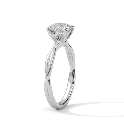 Classic Round Cut Solitaire Engagement Ring | 2ct Lab Diamond Ring in Yellow, White & Rose Gold | Dainty Twisted Shank Promise Ring