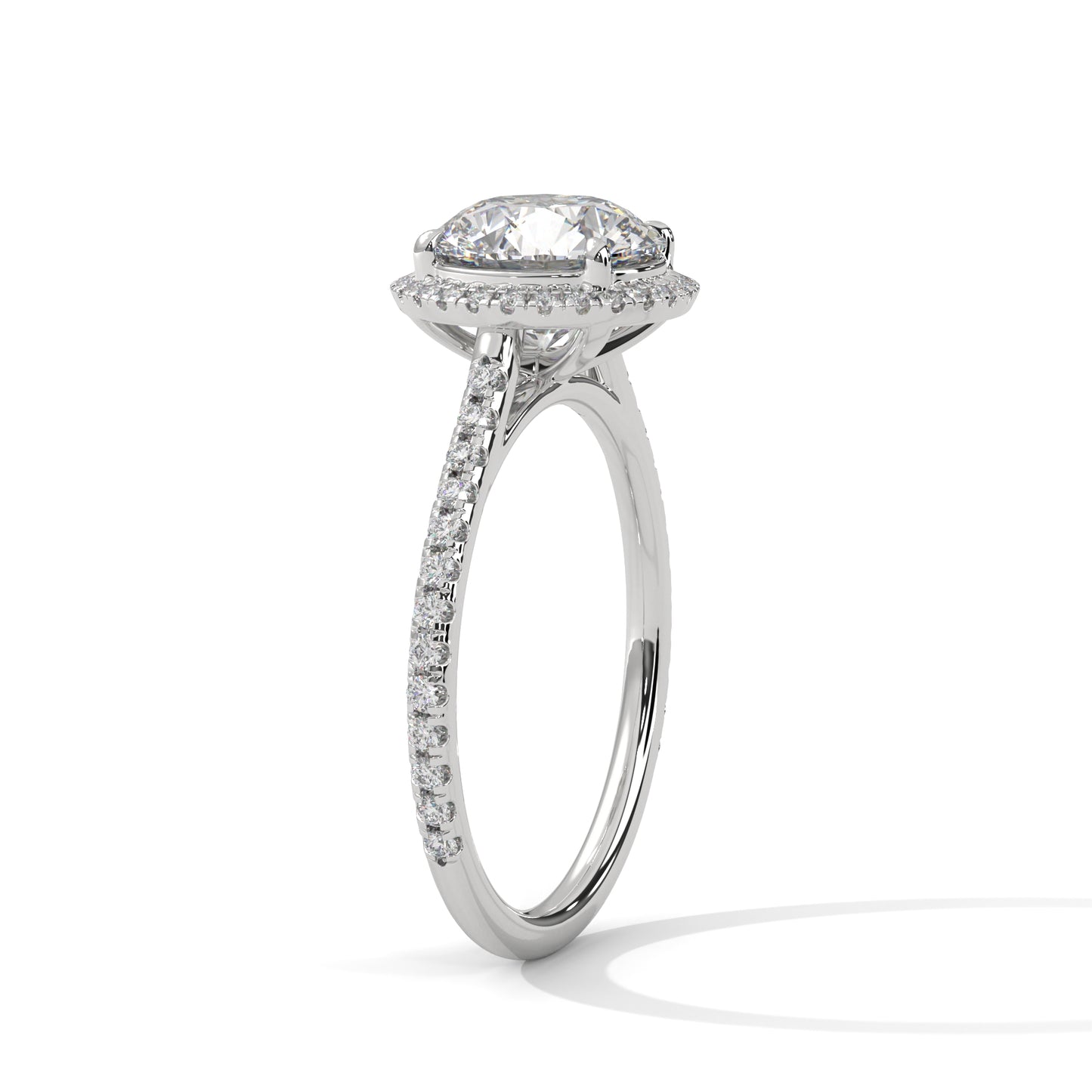 2ct Round Lab Diamond Halo Engagement Ring | VVS Clarity | Solid Gold Ring in Yellow, Rose & White | Lab Diamond Side Stones | Maz Jewels
