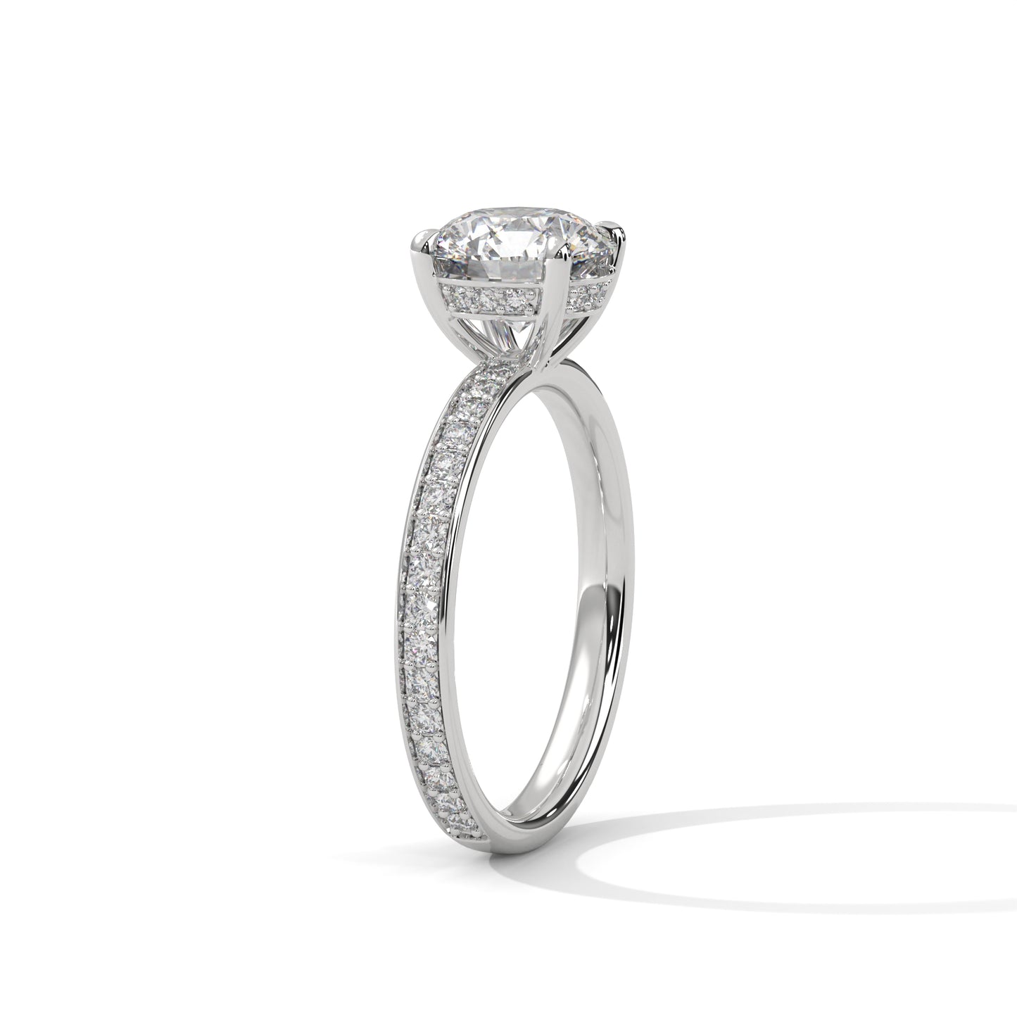 1ct Lab Diamond Engagement Ring | Round Cut Solitaire with Side Stones | 14K 18K 10K Gold & 925 Silver | Dainty Sparkle Ring | Maz Jewels