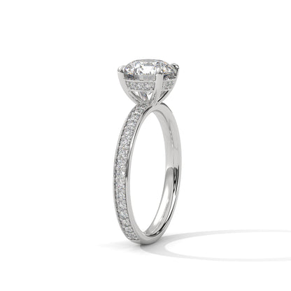 1ct Lab Diamond Engagement Ring | Round Cut Solitaire with Side Stones | 14K 18K 10K Gold & 925 Silver | Dainty Sparkle Ring | Maz Jewels