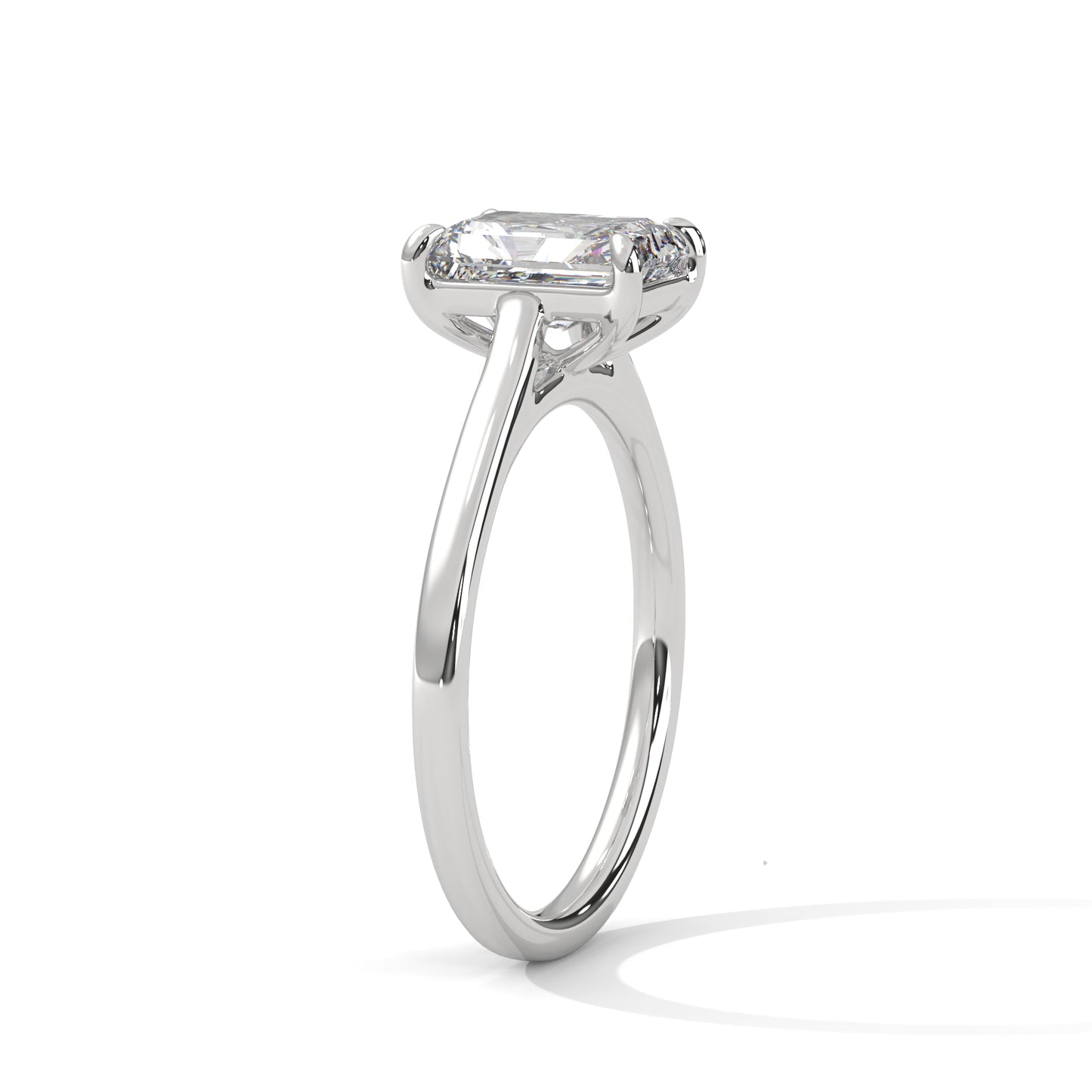 Emerald Cut Lab Diamond Engagement Ring 2ct – White/Rose/Yellow Gold Solitaire Ring | VVS Clarity | Modern Minimalist Wedding Ring