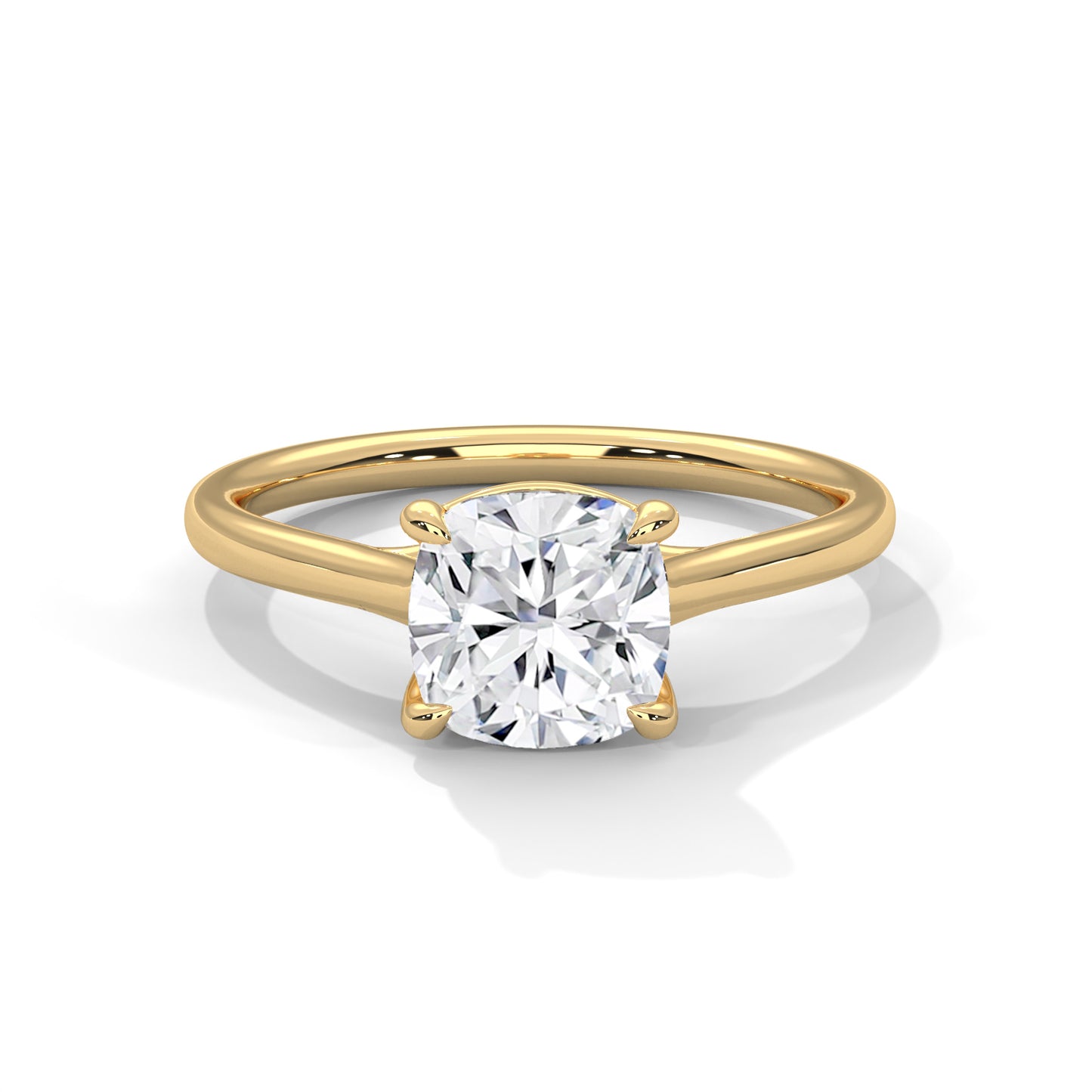 2CT Cushion Cut Lab Grown Diamond Solitaire Ring | VVS Clarity | 14K/18K/10K Yellow Rose White Gold | Minimalist Engagement Ring