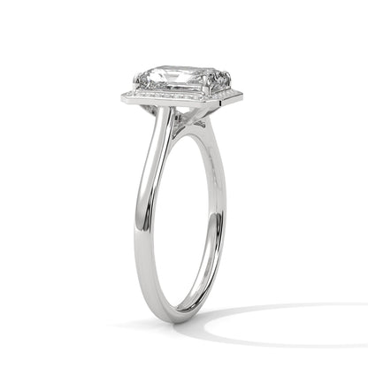 Emerald Cut Lab Diamond Halo Engagement Ring – 2ct Center VVS Clarity – Solid Gold in Rose, Yellow, or White – Vintage Style Bridal Ring