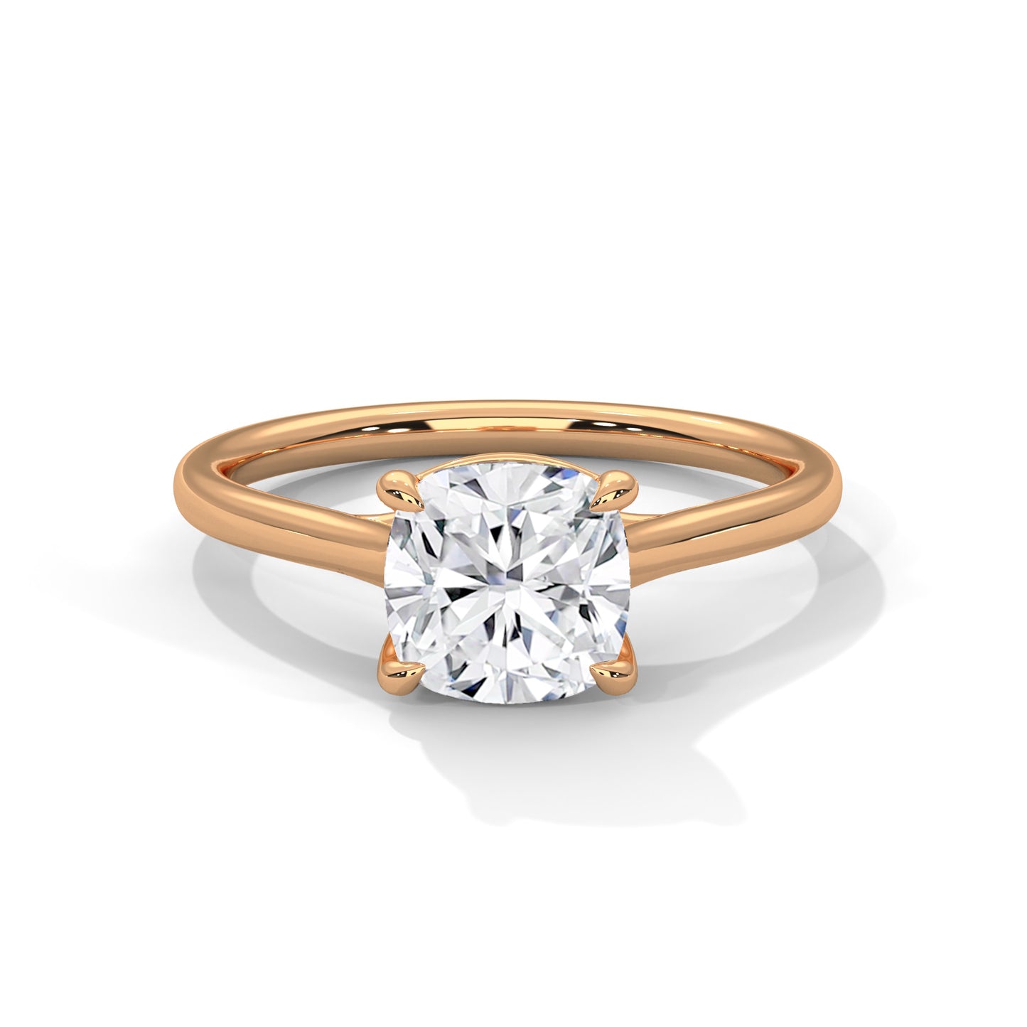 2CT Cushion Cut Lab Grown Diamond Solitaire Ring | VVS Clarity | 14K/18K/10K Yellow Rose White Gold | Minimalist Engagement Ring