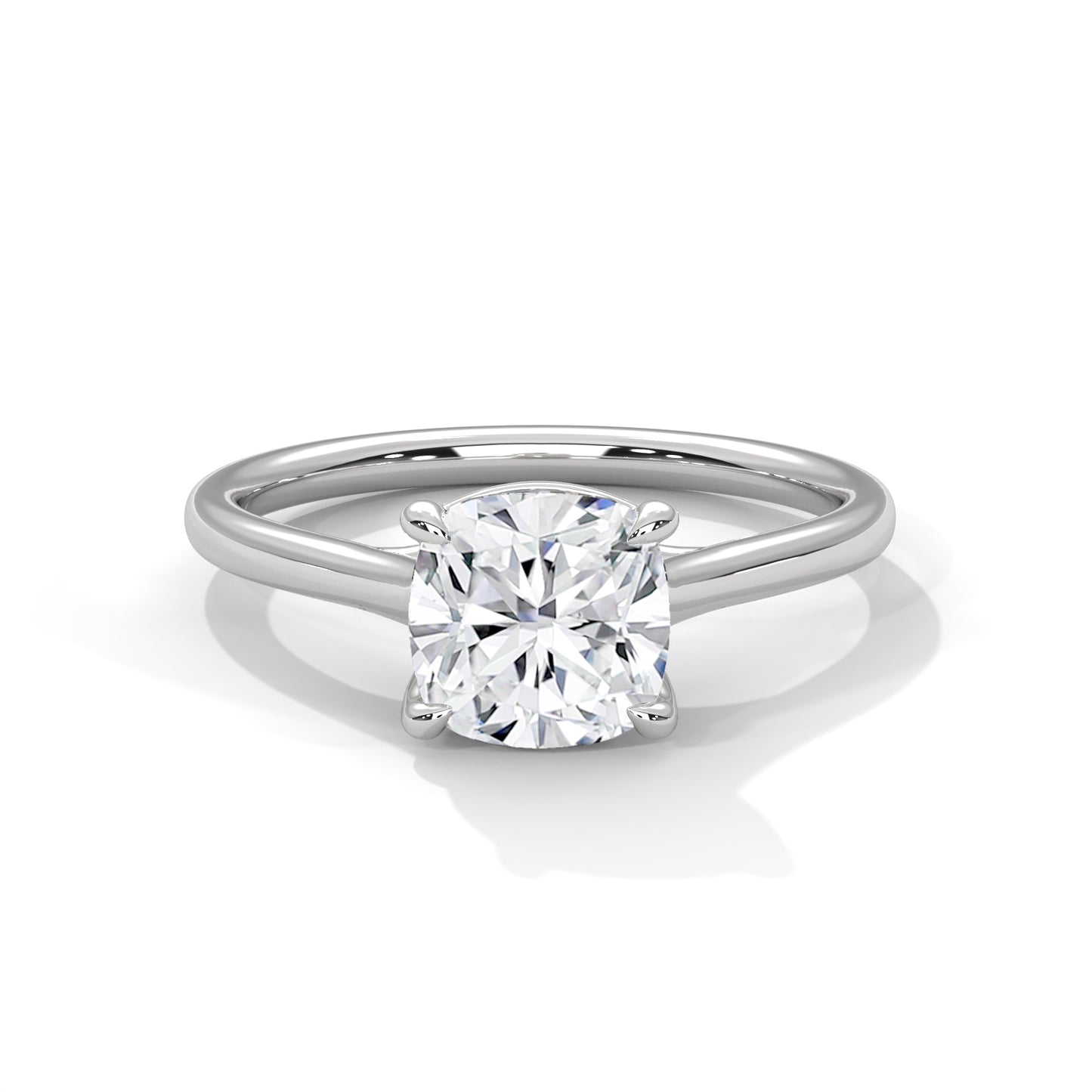 2CT Cushion Cut Lab Grown Diamond Solitaire Ring | VVS Clarity | 14K/18K/10K Yellow Rose White Gold | Minimalist Engagement Ring