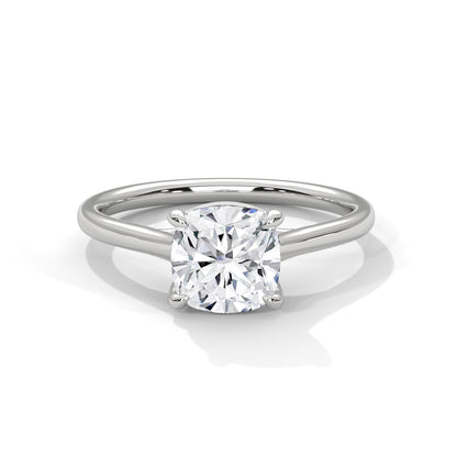 2CT Cushion Cut Lab Grown Diamond Solitaire Ring | VVS Clarity | 14K/18K/10K Yellow Rose White Gold | Minimalist Engagement Ring