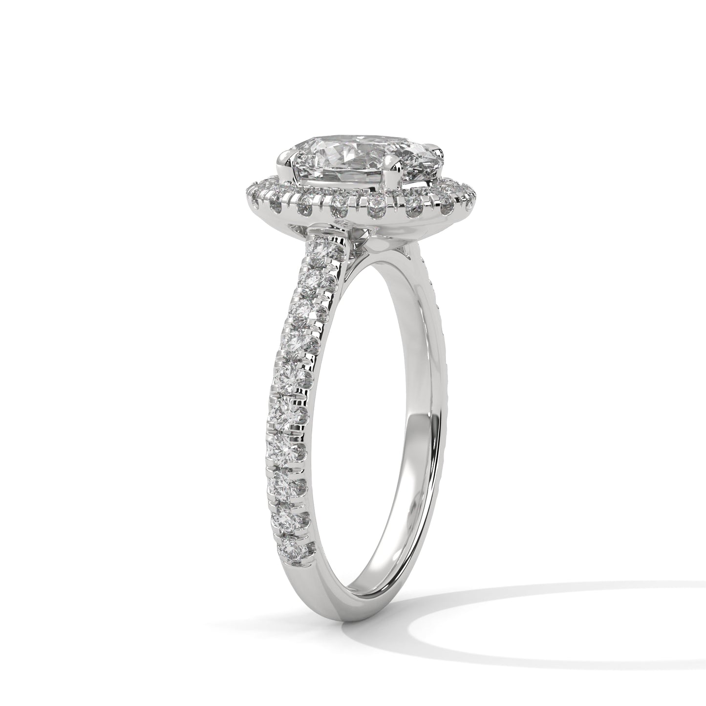 Oval Halo Lab Diamond Engagement Ring | 2ct VVS EF CVD Lab Diamond | Solid Gold Ring | Hidden Halo Ring | Yellow, Rose & White Gold Options