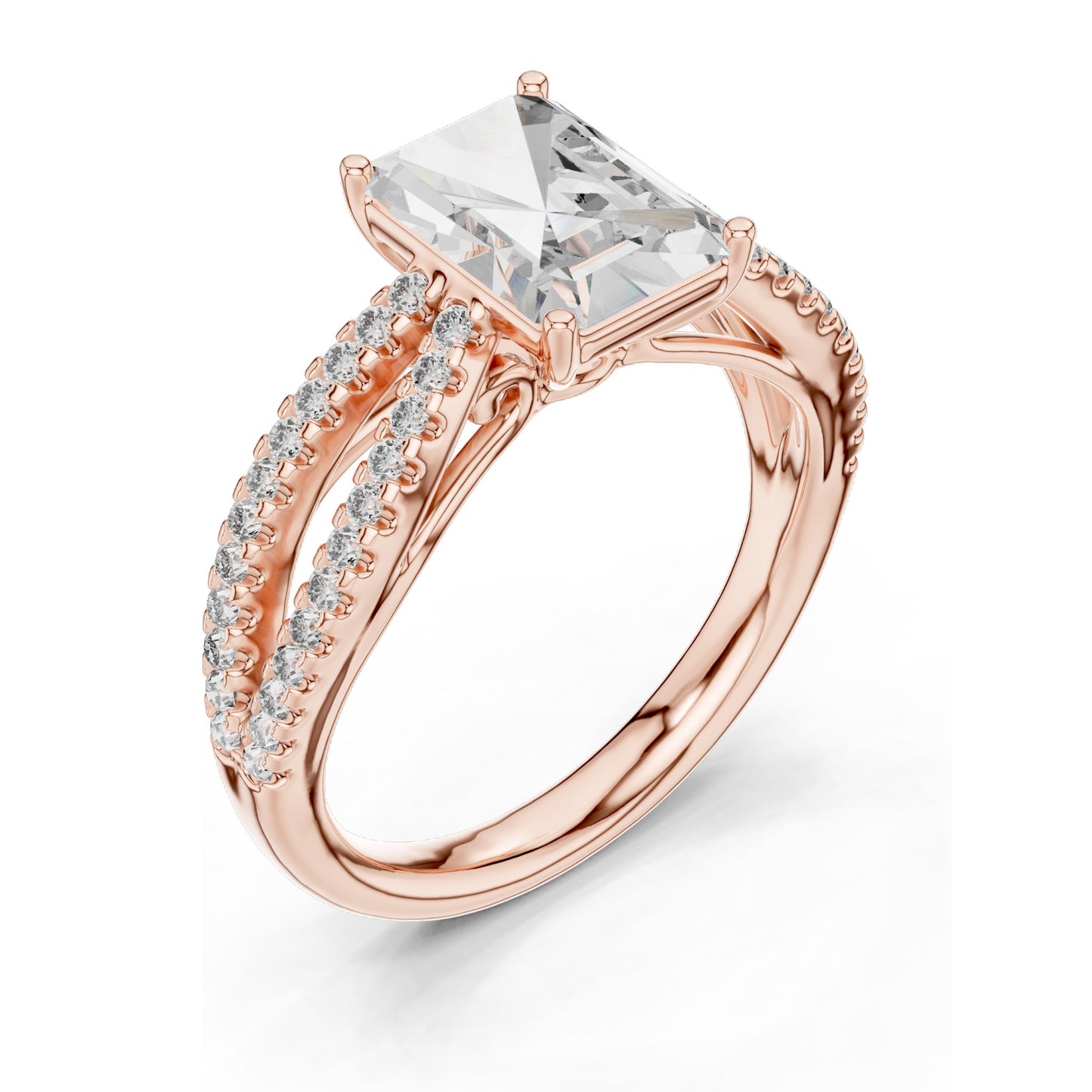 2.40 CT Radiant Cut Lab Diamond Engagement Ring for Women | VVS-VS EF Clarity | 18KT, 14KT, 10KT Gold & 925 Silver | Rose, Yellow, White Gold & Moissanite Options