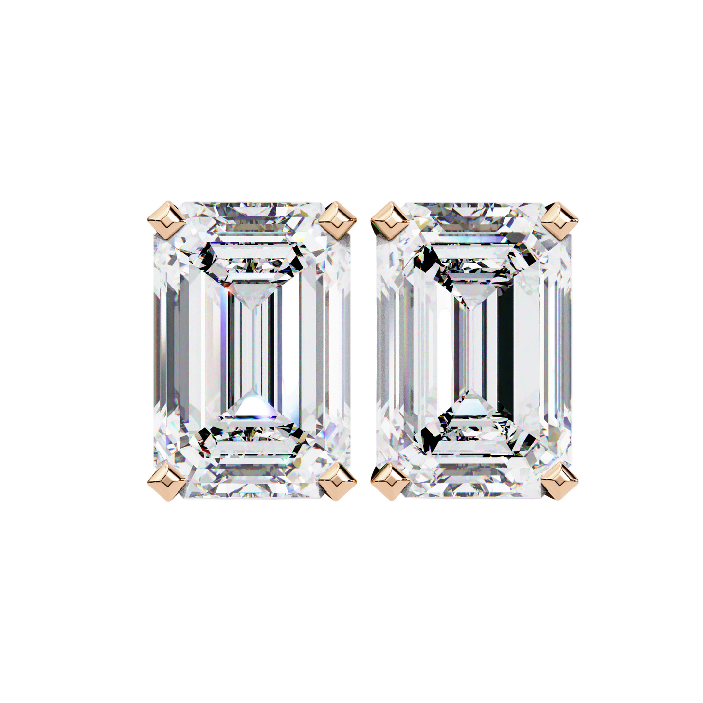 3ct Emerald Cut Lab Diamond Stud Earrings | 1.50ct Each in 10K 14K 18K Gold or 925 Silver | Classic Rectangle Solitaire Earrings