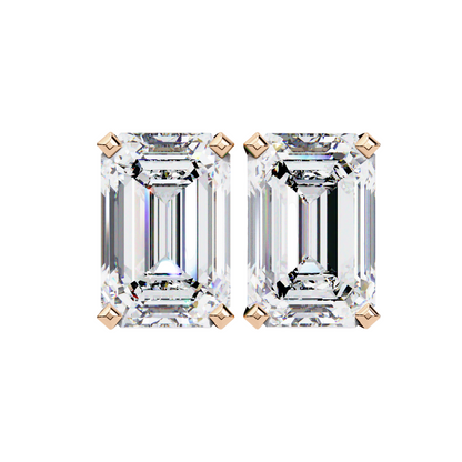 3ct Emerald Cut Lab Diamond Stud Earrings | 1.50ct Each in 10K 14K 18K Gold or 925 Silver | Classic Rectangle Solitaire Earrings