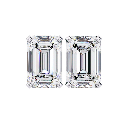 3ct Emerald Cut Lab Diamond Stud Earrings | 1.50ct Each in 10K 14K 18K Gold or 925 Silver | Classic Rectangle Solitaire Earrings