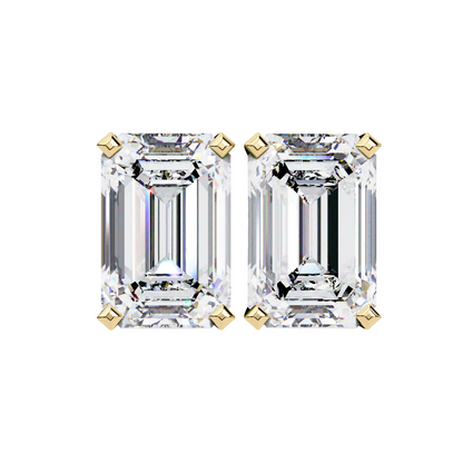 3ct Emerald Cut Lab Diamond Stud Earrings | 1.50ct Each in 10K 14K 18K Gold or 925 Silver | Classic Rectangle Solitaire Earrings