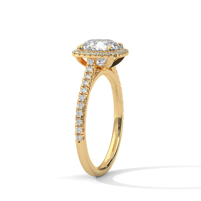 2CT Lab Grown Diamond Halo Engagement Ring | VVS Clarity | 14K/18K Yellow Rose White Gold | Round Cut Cushion Halo | Customizable Ring