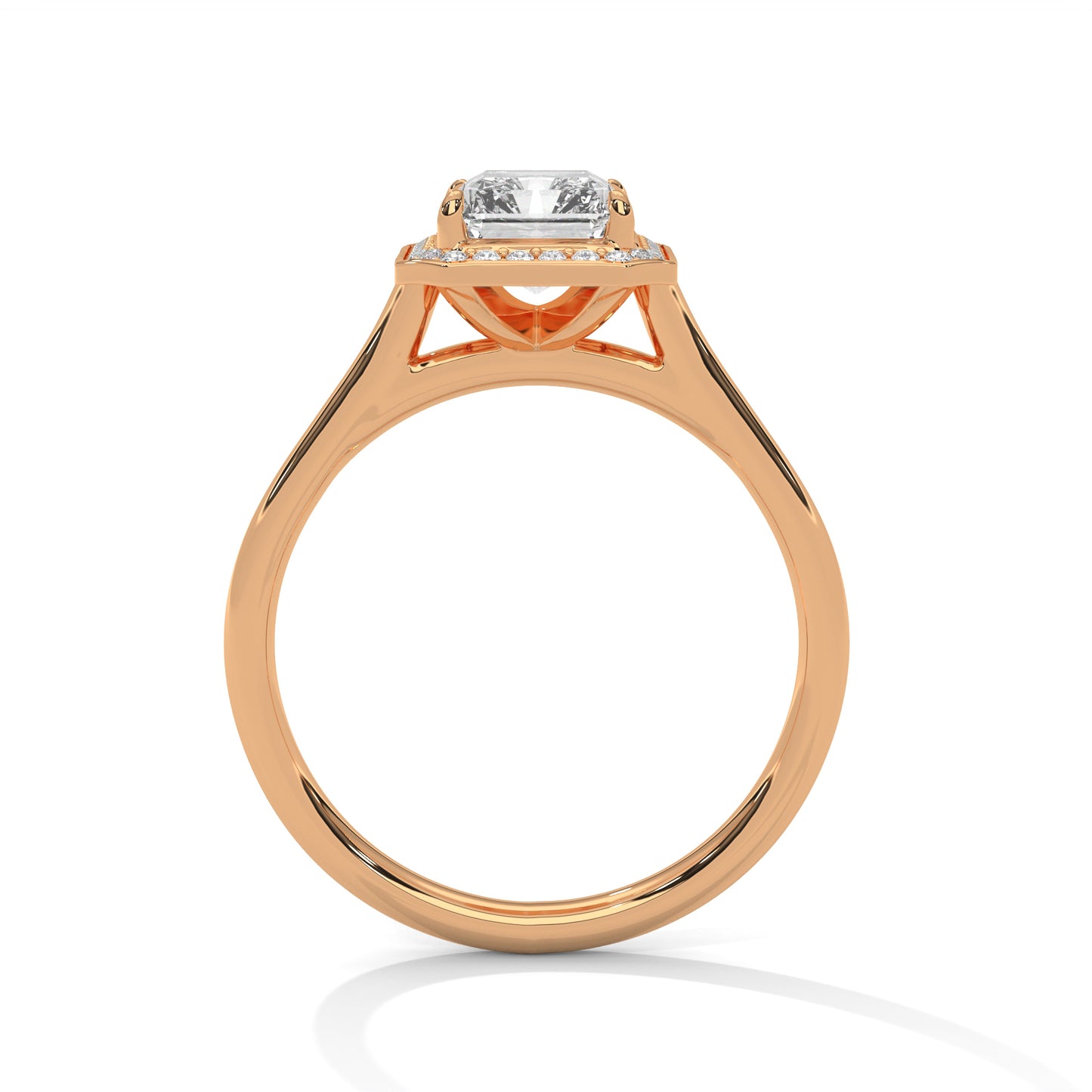 Emerald Cut Lab Diamond Halo Engagement Ring – 2ct Center VVS Clarity – Solid Gold in Rose, Yellow, or White – Vintage Style Bridal Ring