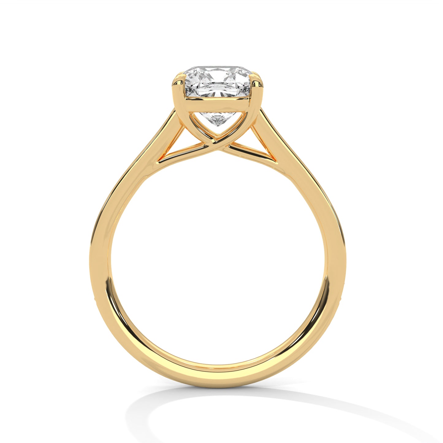 2ct Cushion Cut Lab Diamond Engagement Ring with Pave Band | Solid Gold Solitaire Ring in Yellow, Rose & White Gold | VVS Clarity