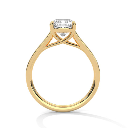 2ct Cushion Cut Lab Diamond Engagement Ring with Pave Band | Solid Gold Solitaire Ring in Yellow, Rose & White Gold | VVS Clarity