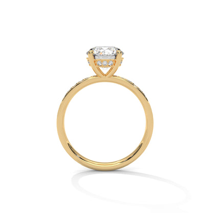 1ct Lab Diamond Engagement Ring | Round Cut Solitaire with Side Stones | 14K 18K 10K Gold & 925 Silver | Dainty Sparkle Ring | Maz Jewels