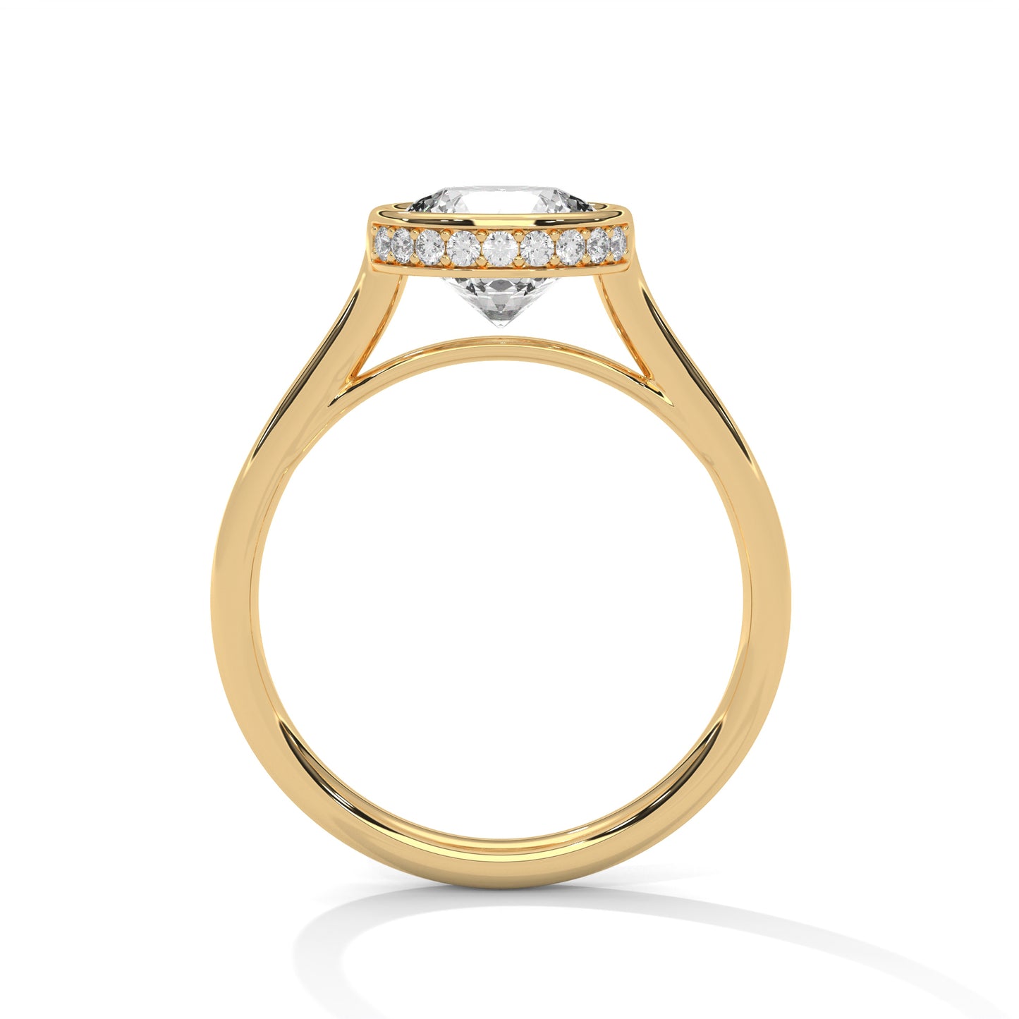 Bezel Set Round Lab Diamond Engagement Ring – 2ct VVS Clarity – Solid Gold in Yellow, Rose, or White – Minimalist Modern Solitaire Ring