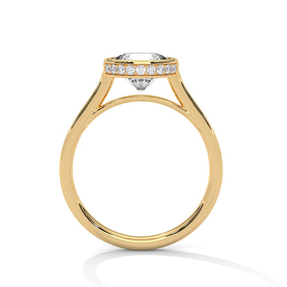 Bezel Set Round Lab Diamond Engagement Ring – 2ct VVS Clarity – Solid Gold in Yellow, Rose, or White – Minimalist Modern Solitaire Ring
