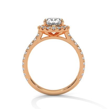 Oval Halo Lab Diamond Engagement Ring | 2ct VVS EF CVD Lab Diamond | Solid Gold Ring | Hidden Halo Ring | Yellow, Rose & White Gold Options