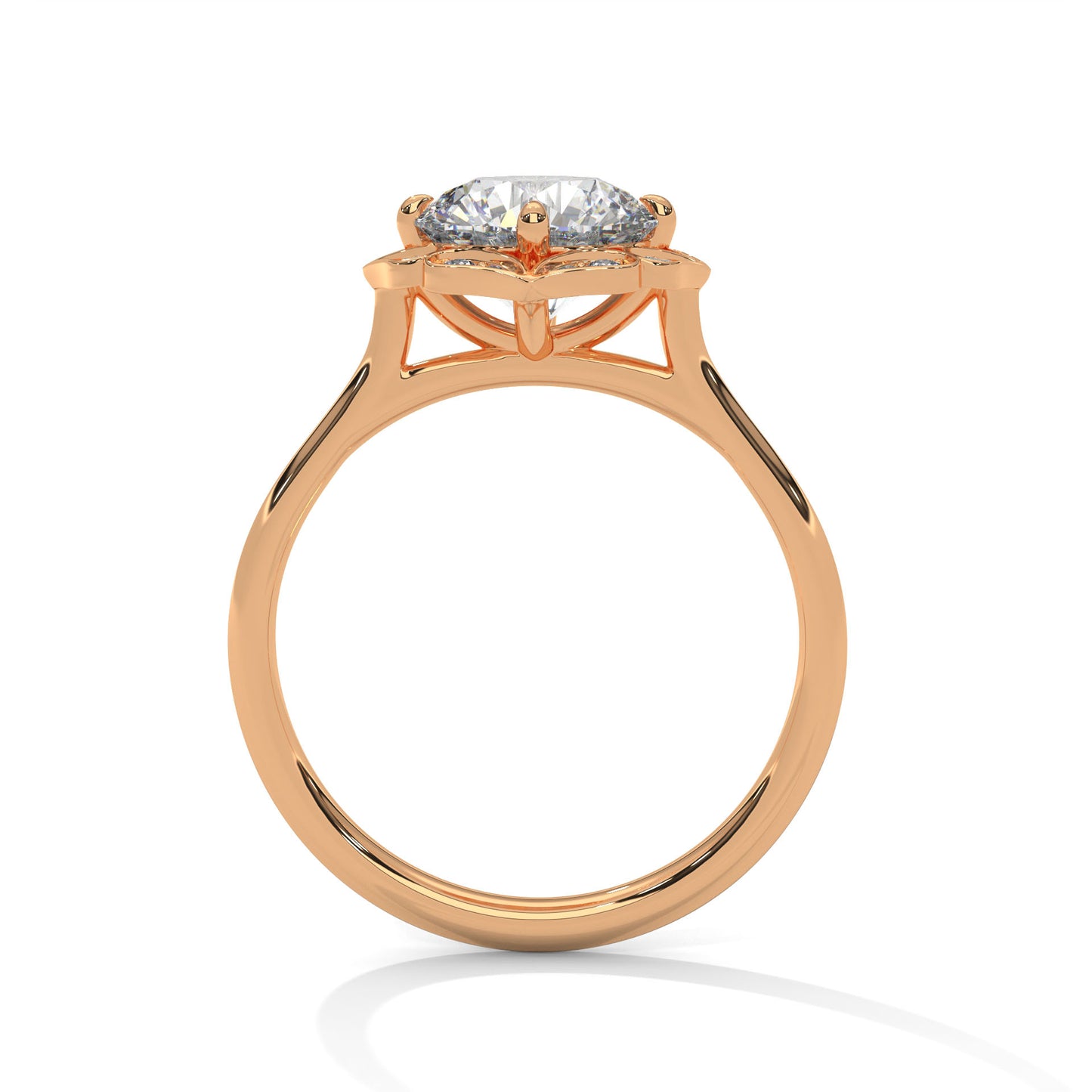 Floral Halo 2ct Round Lab Diamond Ring – Yellow/Rose/White Gold | Vintage Style Engagement Ring | VVS Clarity Lab Grown Solitaire