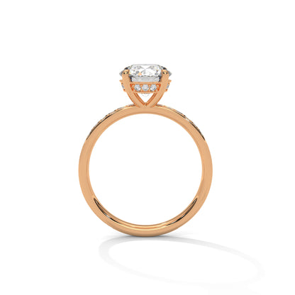 1ct Lab Diamond Engagement Ring | Round Cut Solitaire with Side Stones | 14K 18K 10K Gold & 925 Silver | Dainty Sparkle Ring | Maz Jewels