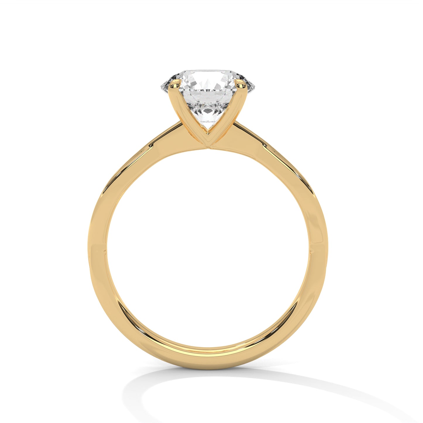 Classic Round Cut Solitaire Engagement Ring | 2ct Lab Diamond Ring in Yellow, White & Rose Gold | Dainty Twisted Shank Promise Ring