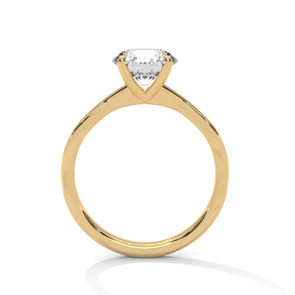 Classic Round Cut Solitaire Engagement Ring | 2ct Lab Diamond Ring in Yellow, White & Rose Gold | Dainty Twisted Shank Promise Ring