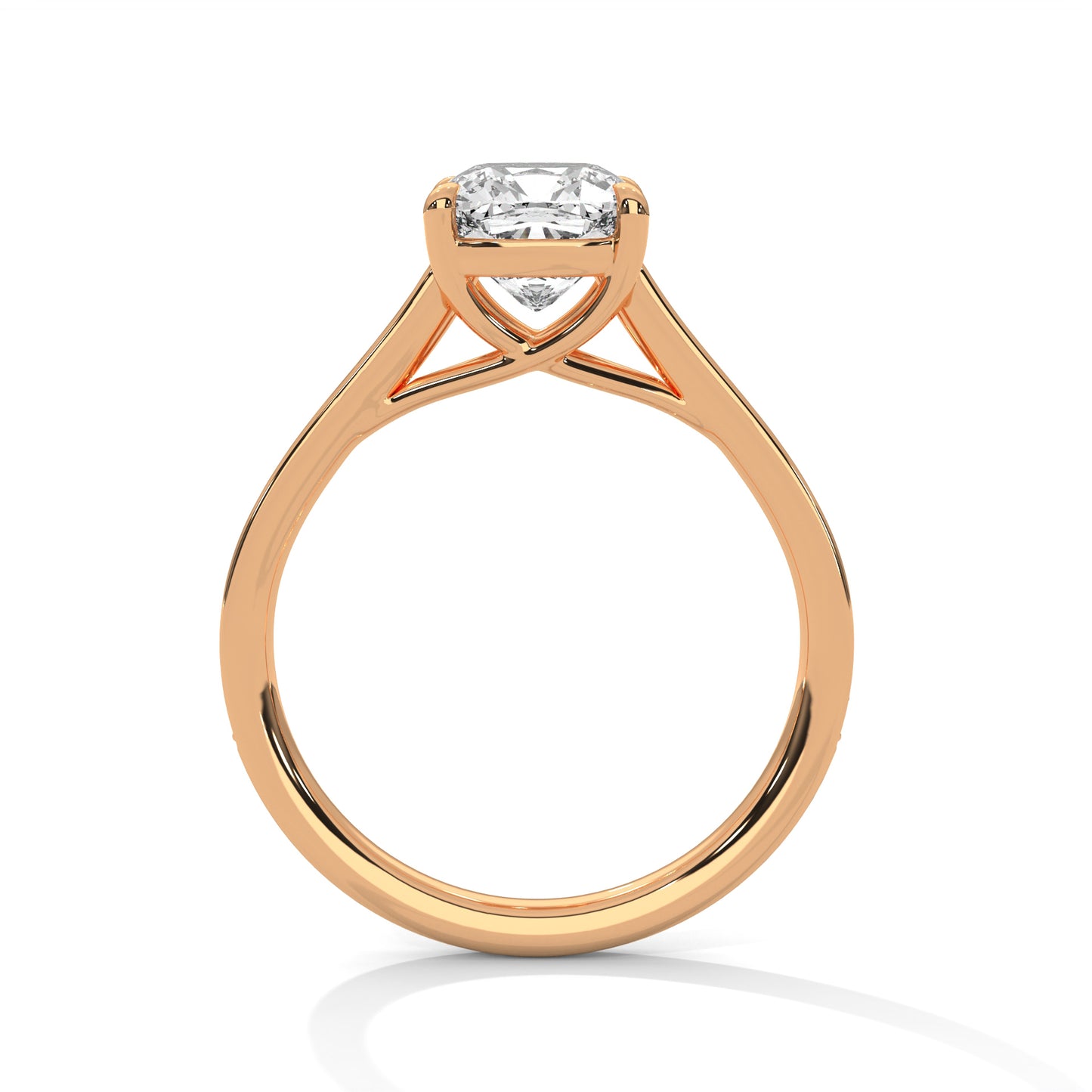 2ct Cushion Cut Lab Diamond Engagement Ring with Pave Band | Solid Gold Solitaire Ring in Yellow, Rose & White Gold | VVS Clarity