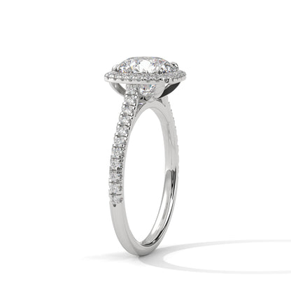 2CT Lab Grown Diamond Halo Engagement Ring | VVS Clarity | 14K/18K Yellow Rose White Gold | Round Cut Cushion Halo | Customizable Ring