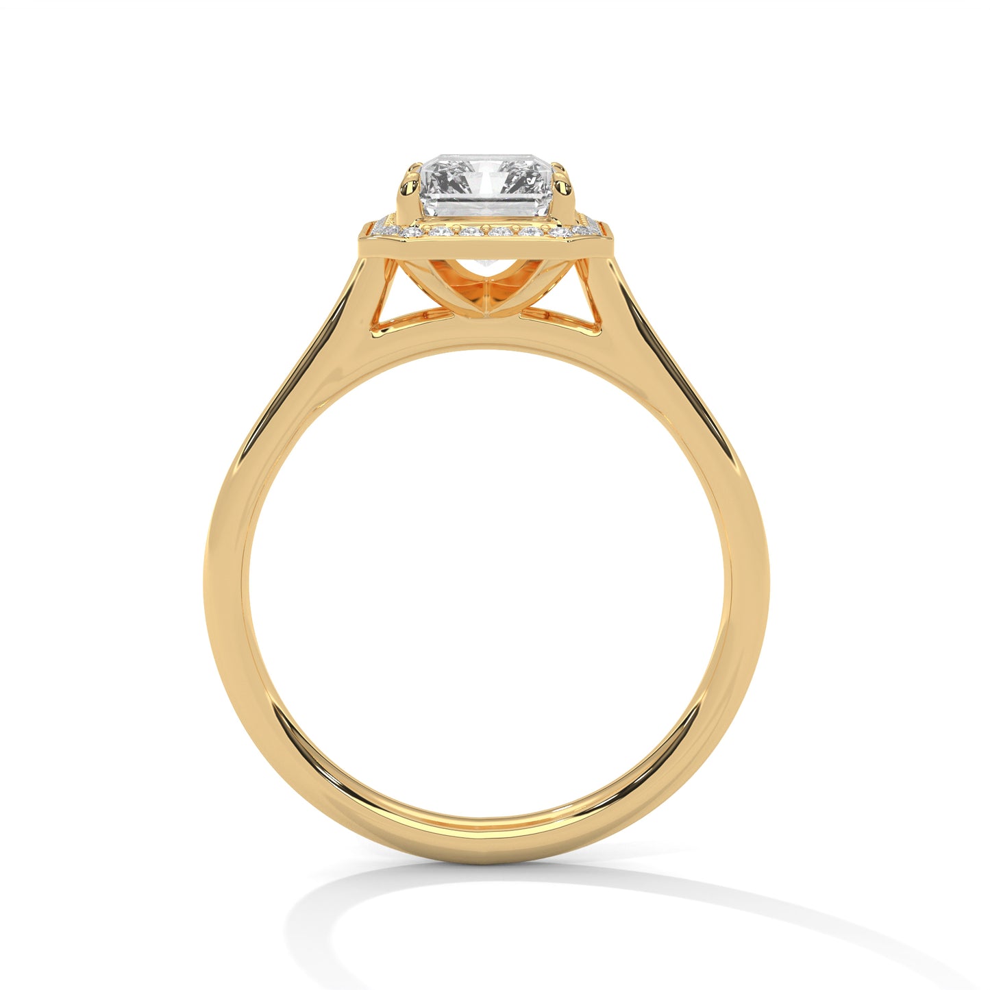 Emerald Cut Lab Diamond Halo Engagement Ring – 2ct Center VVS Clarity – Solid Gold in Rose, Yellow, or White – Vintage Style Bridal Ring