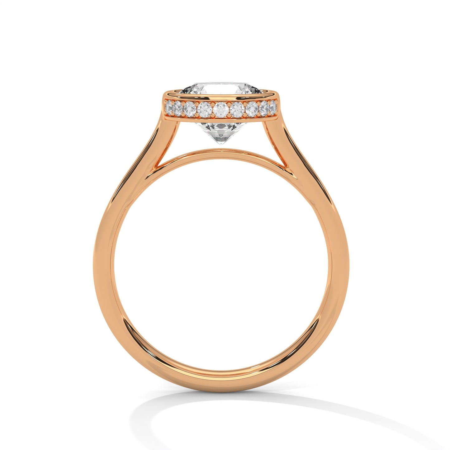 Bezel Set Round Lab Diamond Engagement Ring – 2ct VVS Clarity – Solid Gold in Yellow, Rose, or White – Minimalist Modern Solitaire Ring