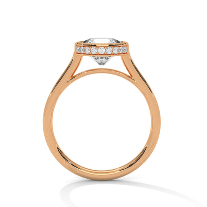 Bezel Set Round Lab Diamond Engagement Ring – 2ct VVS Clarity – Solid Gold in Yellow, Rose, or White – Minimalist Modern Solitaire Ring