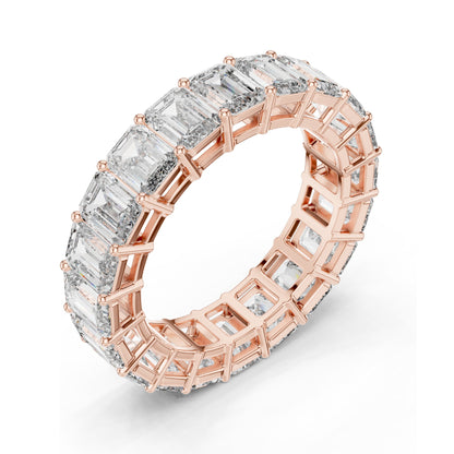 6.00 CT Emerald Cut Lab Diamond Eternity Band for Women | VVS-VS EF Clarity | 18KT, 14KT, 10KT Gold & 925 Silver | Rose, Yellow, White Gold & Moissanite Options