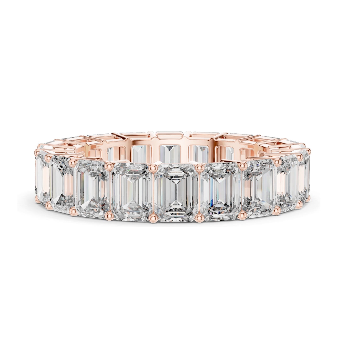 6.00 CT Emerald Cut Lab Diamond Eternity Band for Women | VVS-VS EF Clarity | 18KT, 14KT, 10KT Gold & 925 Silver | Rose, Yellow, White Gold & Moissanite Options
